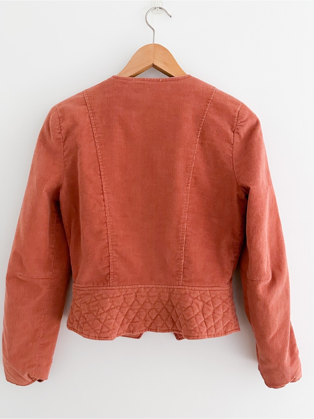 Vintage Terracotta Corduroy Quilted Jacket Cropped Prairie Cottagecore Size S - Picture 6 of 7